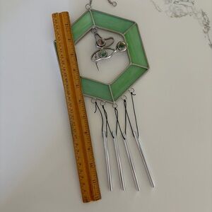 Hummingbird Stained Glass Wind Chime Suncatcher Like New!